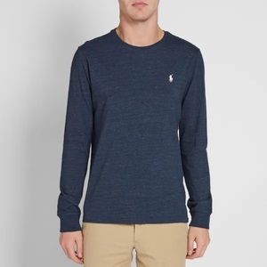 Authentic Ralph Lauren Men’s Long Sleeve Custom Fit Tee Navy Heather Medium NWT
